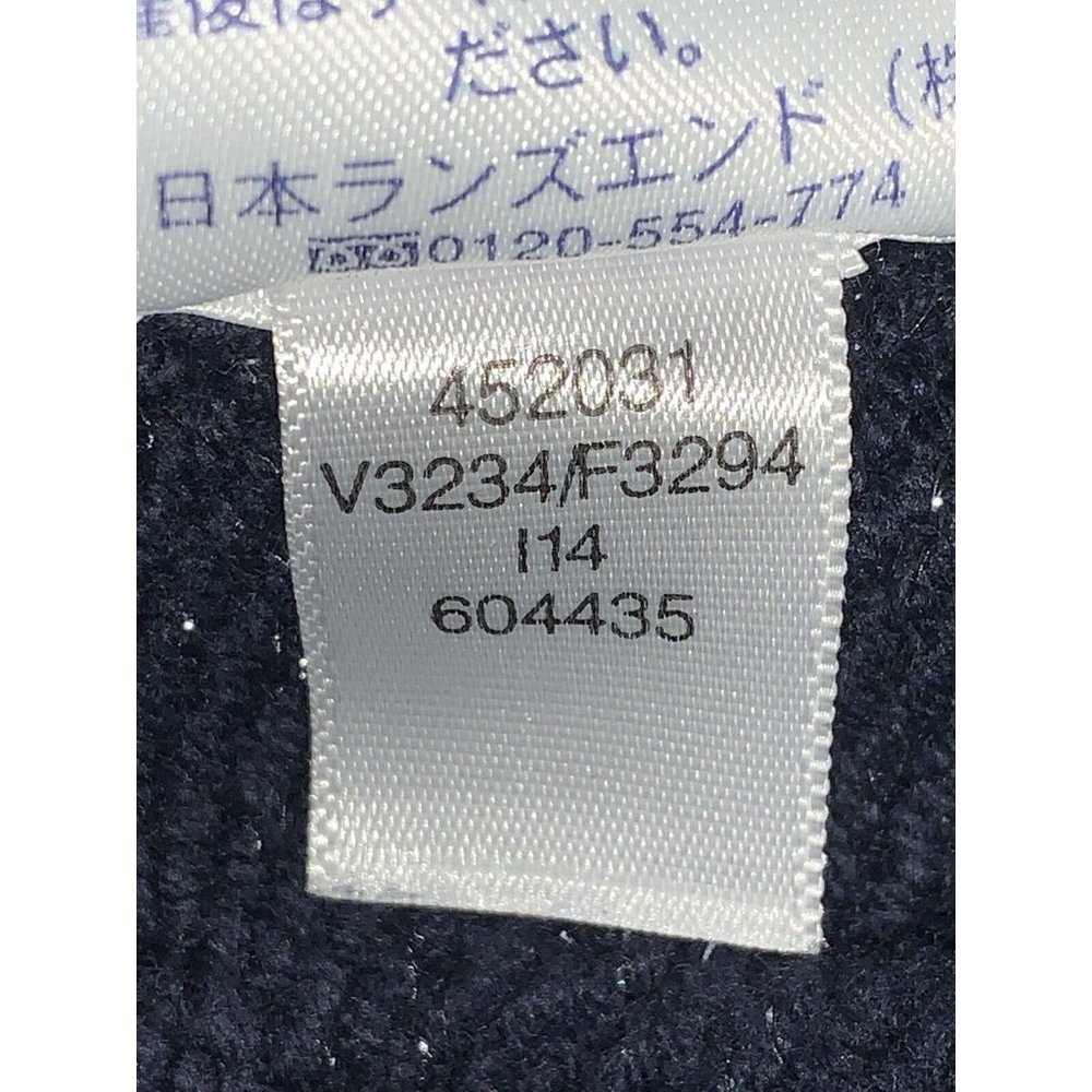 Lands End Flecked Navy Blue Cotton Blend Chunky Knit Cardigan Sweater Sz ?? EUC - Picture 10 of 10
